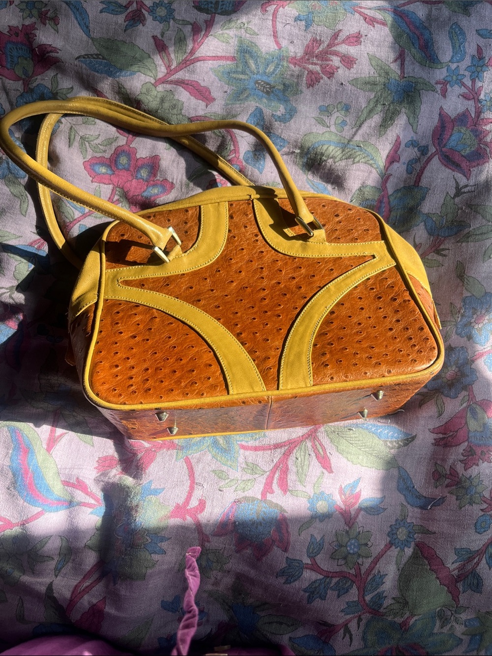 American Vintage Two-Tone Yellow and Tan Shoulder Bag